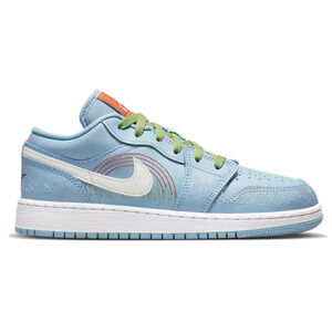 Nike Air Jordan 1 Low SE Blue Stitch White Green Red DO8227-400 4.5Y